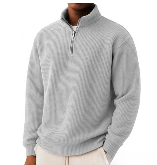 Lässiger kariierter Langarm-Pullover mit Reissverschluss – Bild 4 | LuxeStyle