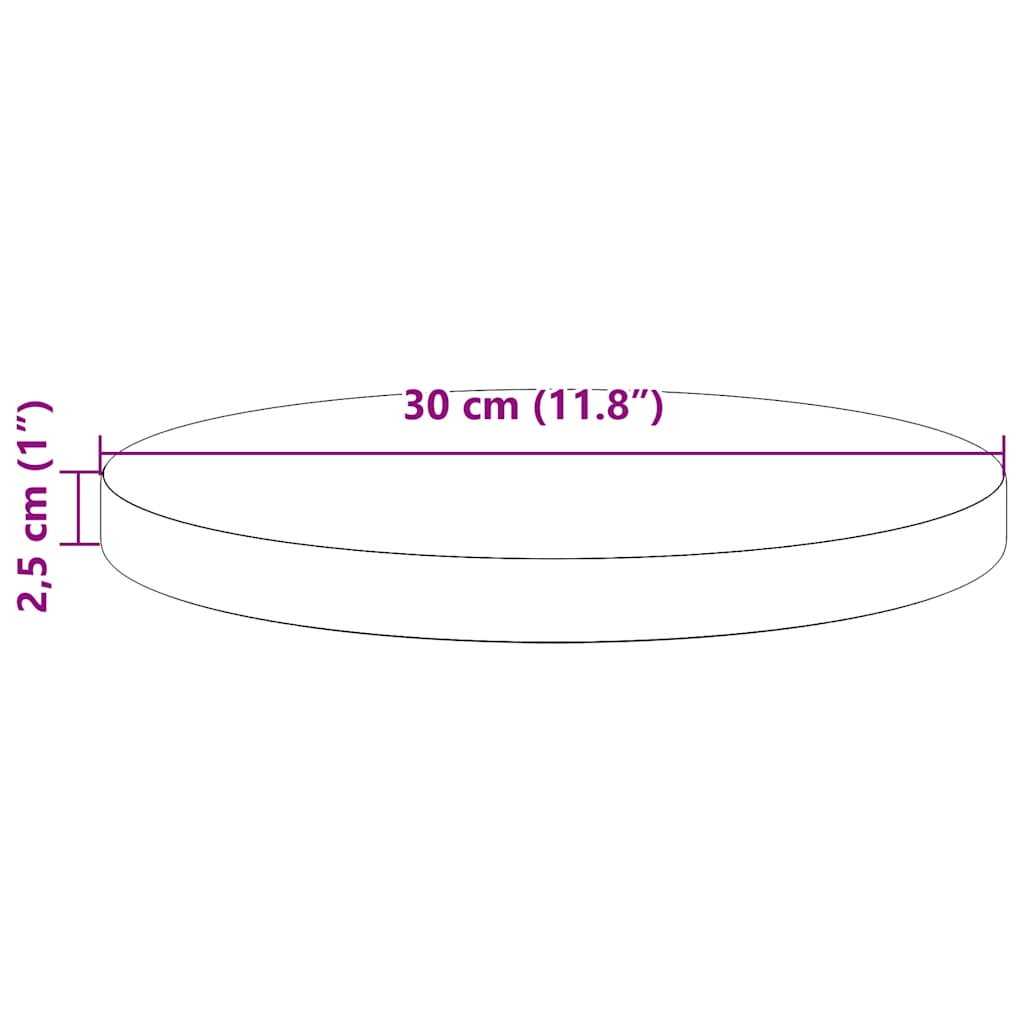 Tischplatte Ø30x2.5 cm aus massivem Kiefernholz