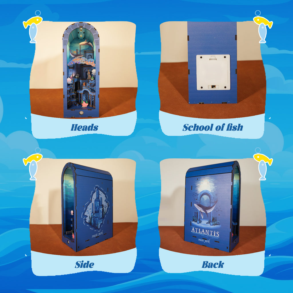 3D Holzpuzzle Atlantis Bücherregal mit Beleuchtung