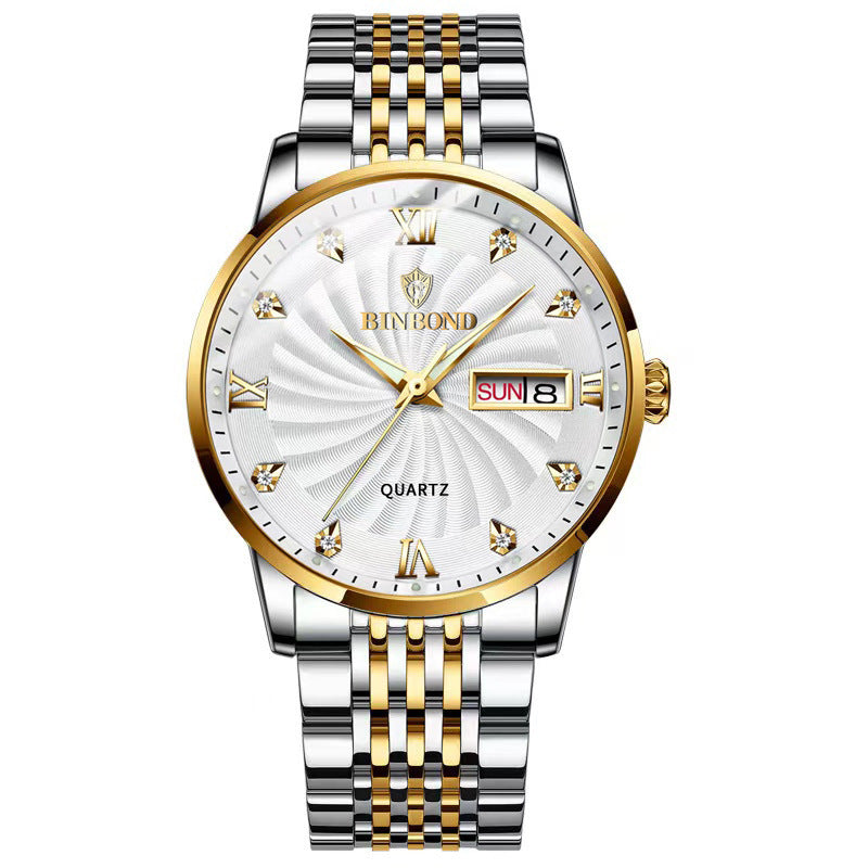 Quarz-Herrenuhr mit Doppeldarstellung und Edelstahlarmband