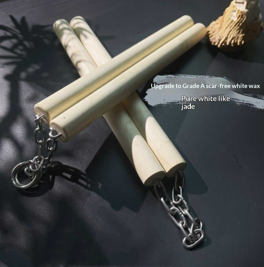 Nunchaku Holz-Modell mit Messing-Ornamenten