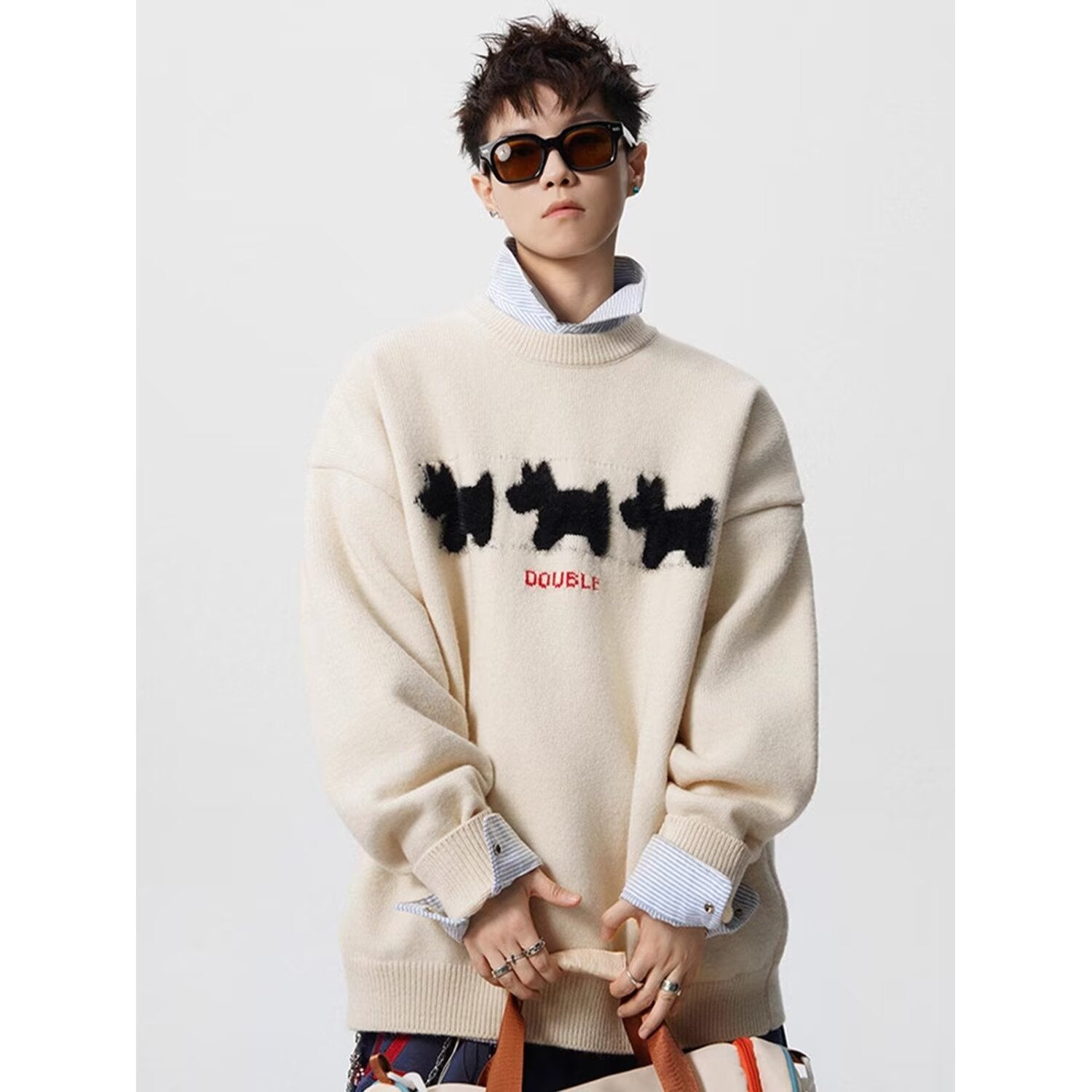 Lockerer Strickpullover mit Rundhalsausschnitt