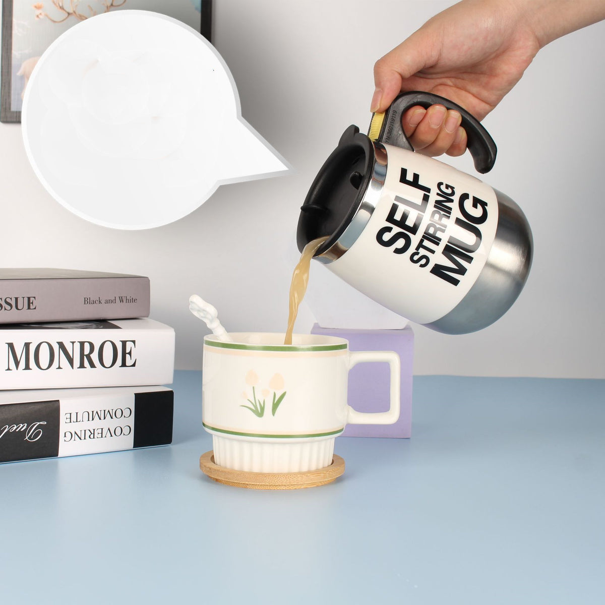 Selbstrührende Kaffeetasse aus Edelstahl – Bild 4 | LuxeStyle
