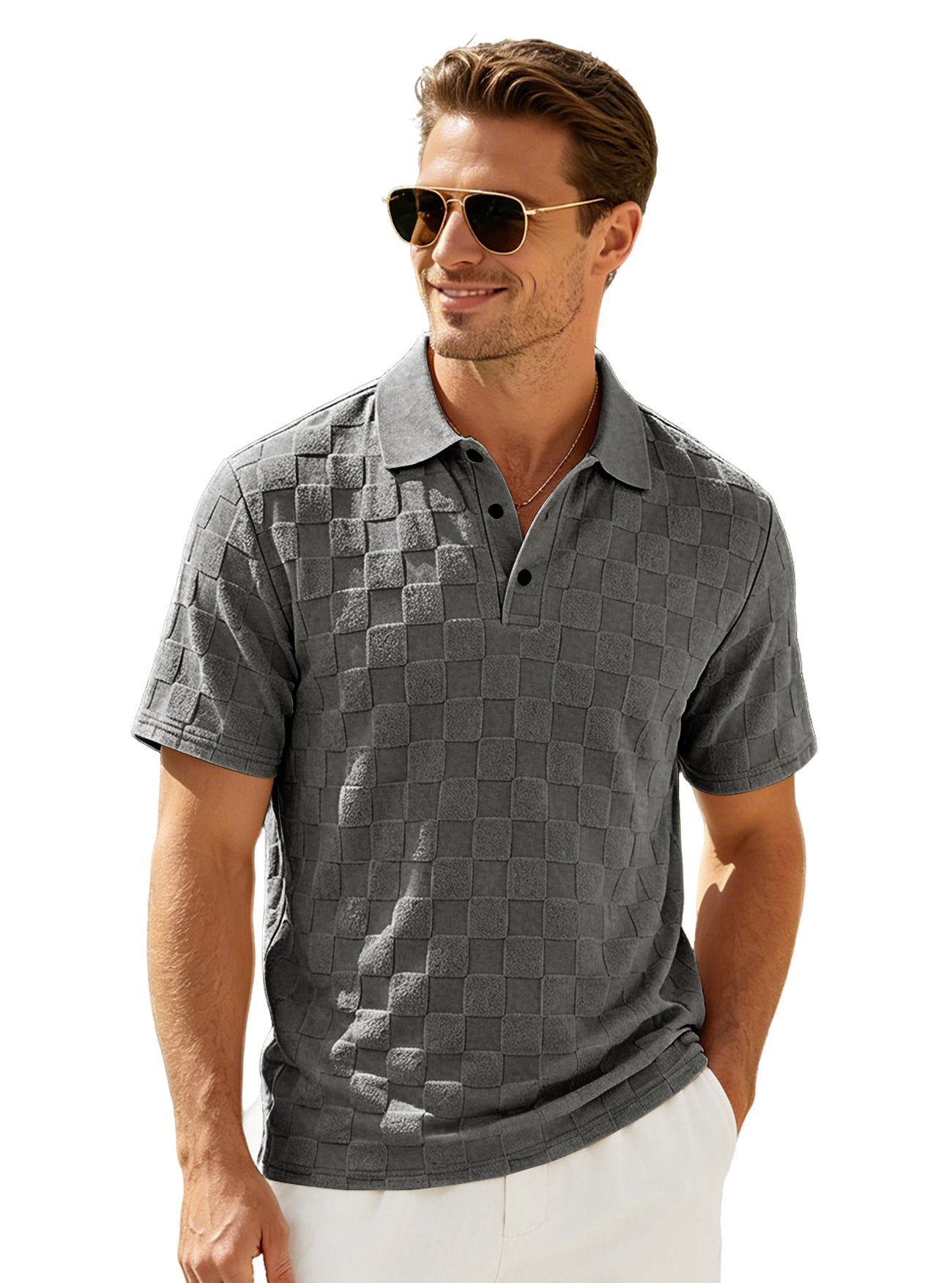 Herren Jacquard Polo-Shirt mit Reverskragen
