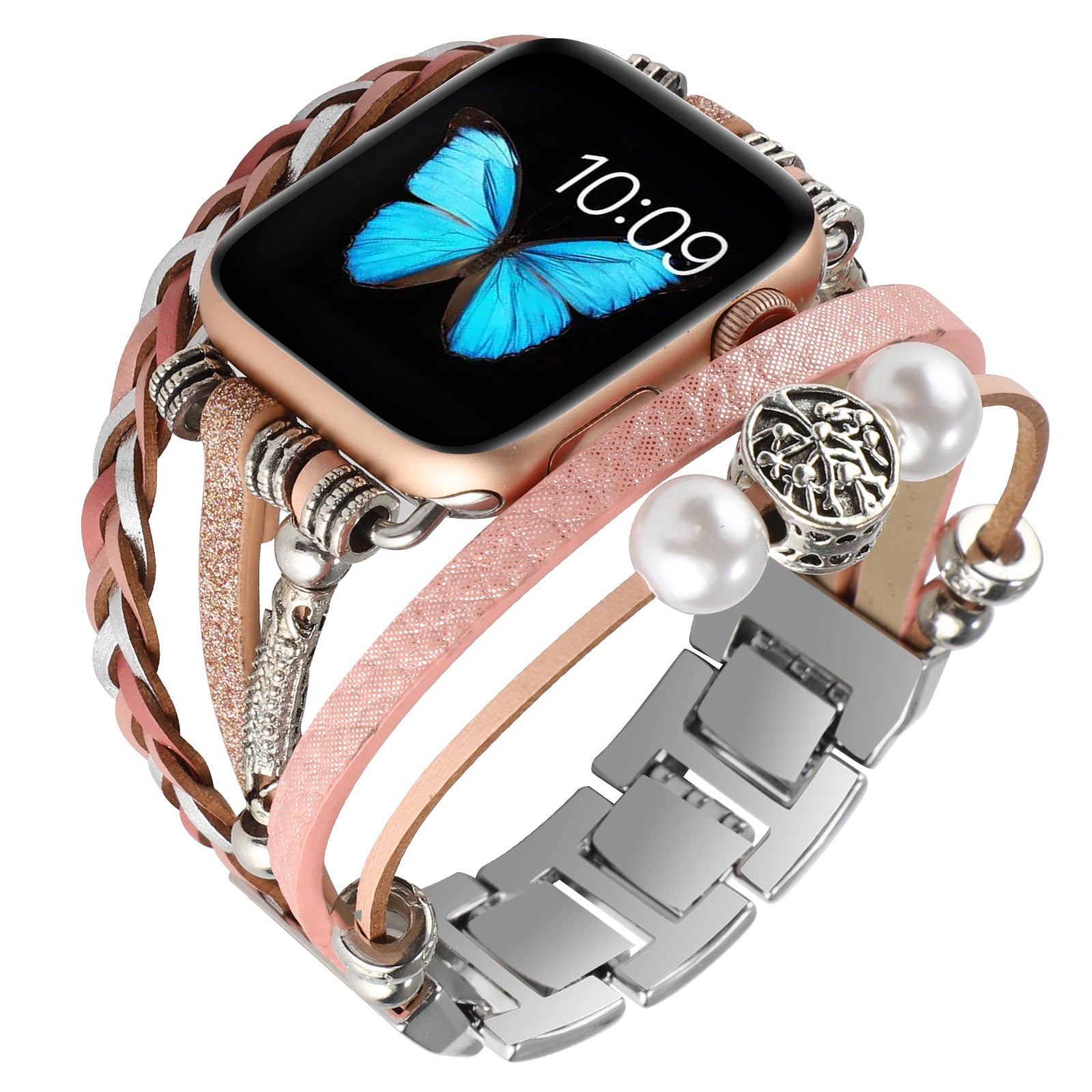 Vintage Metall-Leder Armband für Apple Watch – Ansicht 4