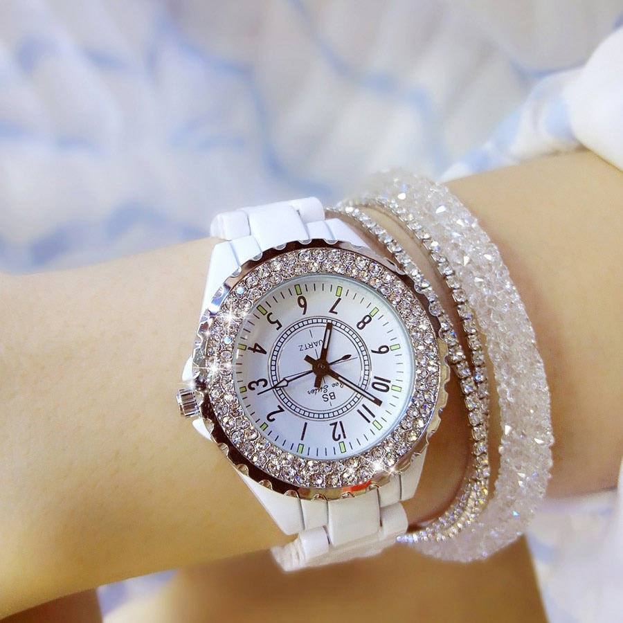 Damen Quarzuhr Keramik Weiss | LuxeStyle