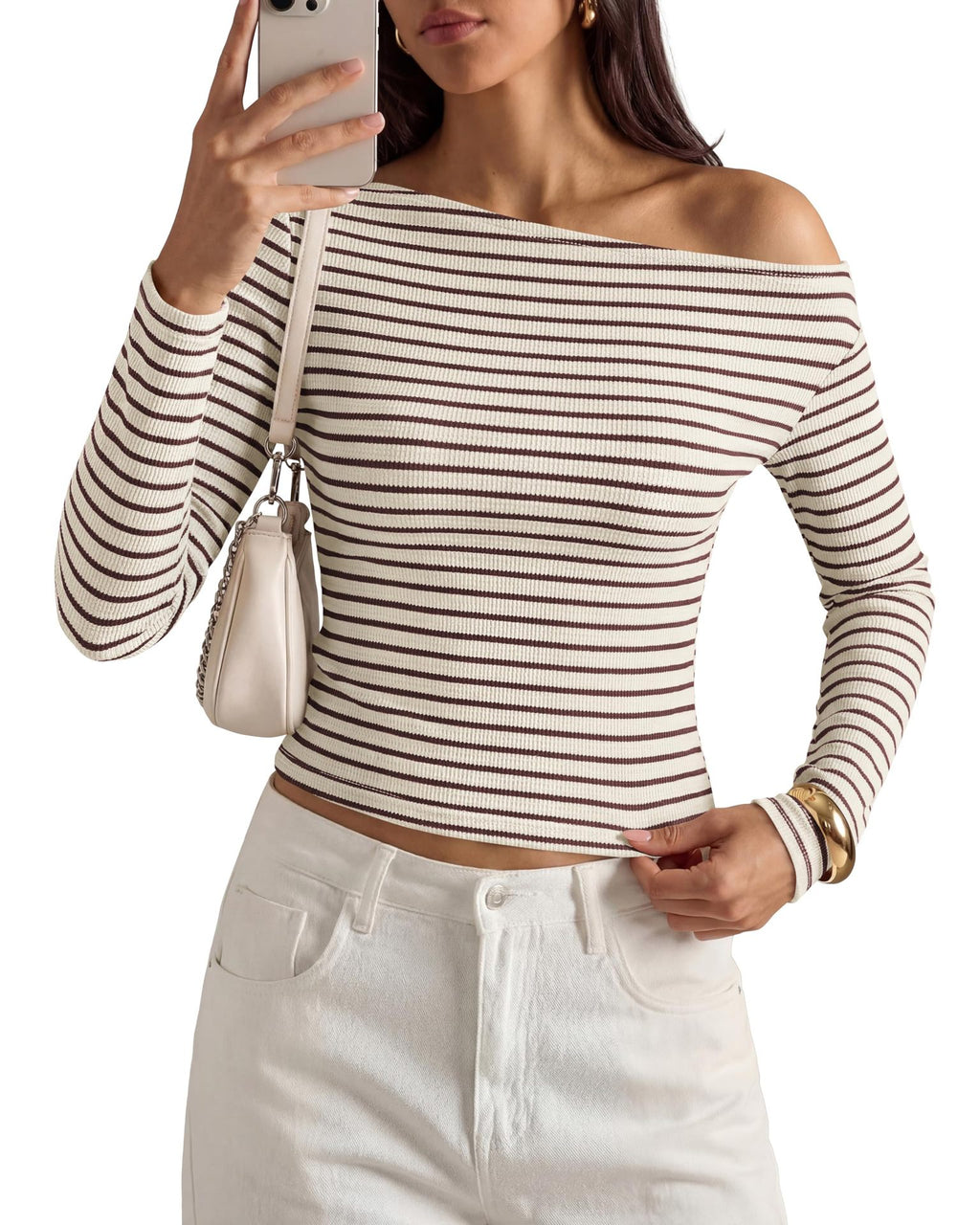 Gestreiftes Off-Shoulder Top für Damen