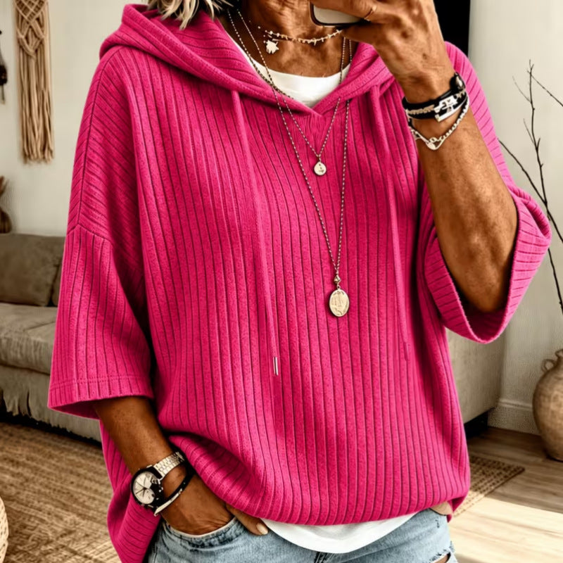 Unifarbener Hoodie mit doppelter Kapuze