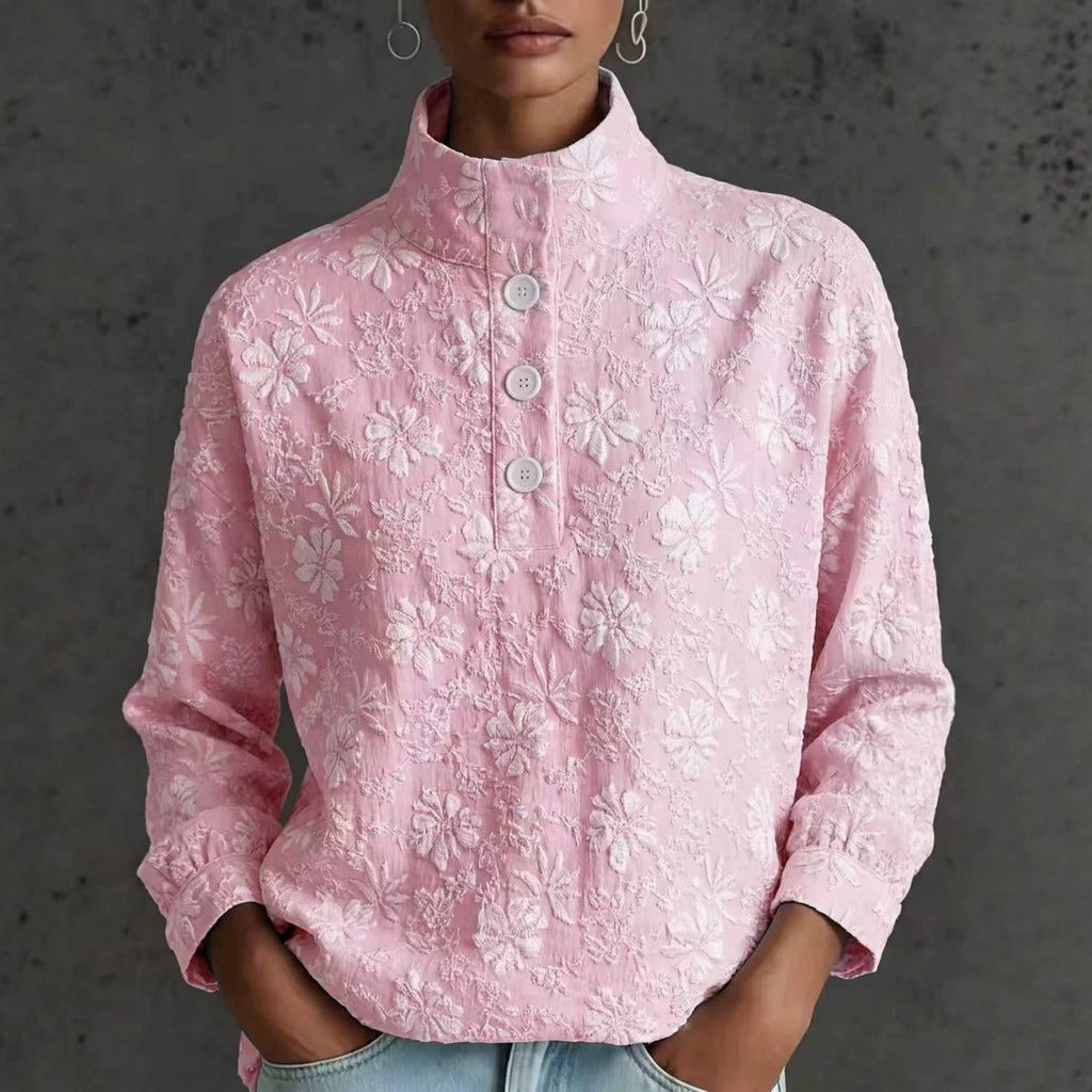Stehkragen Pullover mit halber Knopfleiste