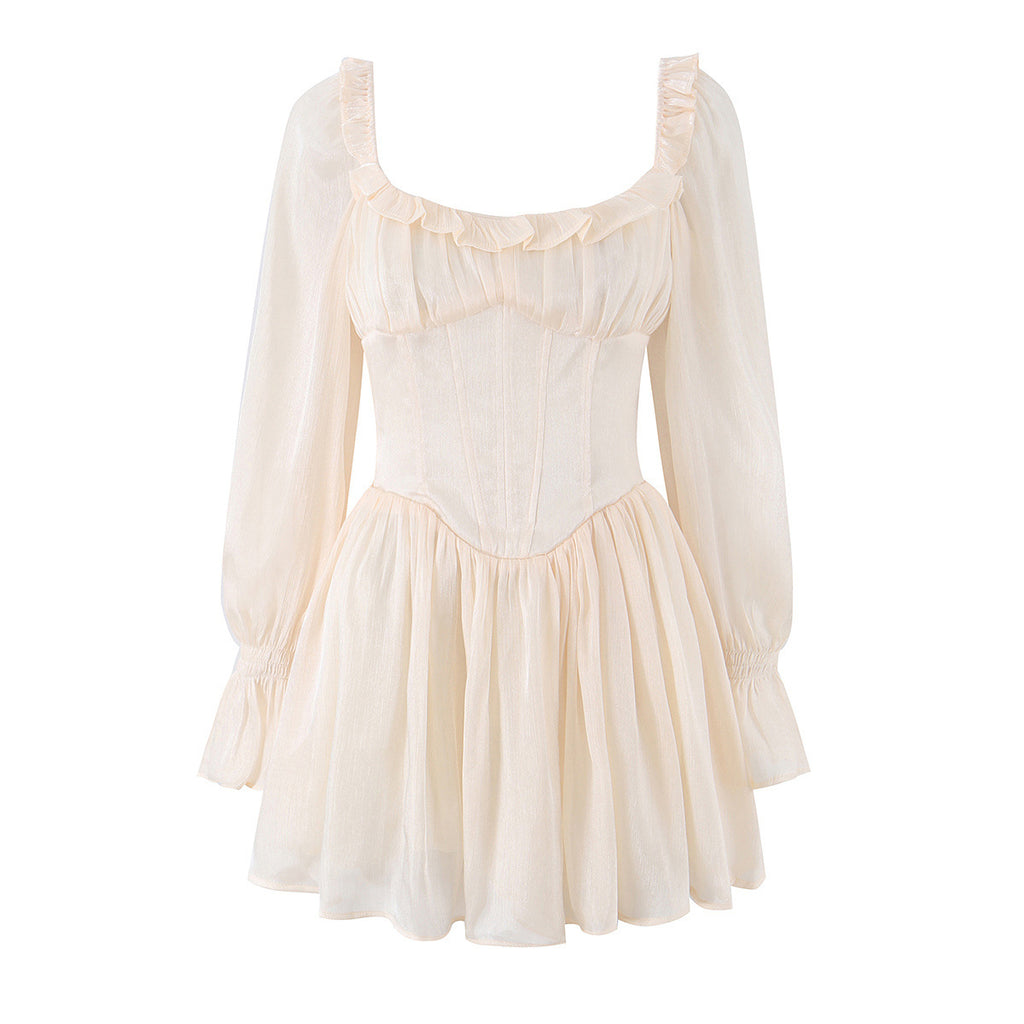 Fishtail-Kleid mit Puffärmeln und eckigem Ausschnitt