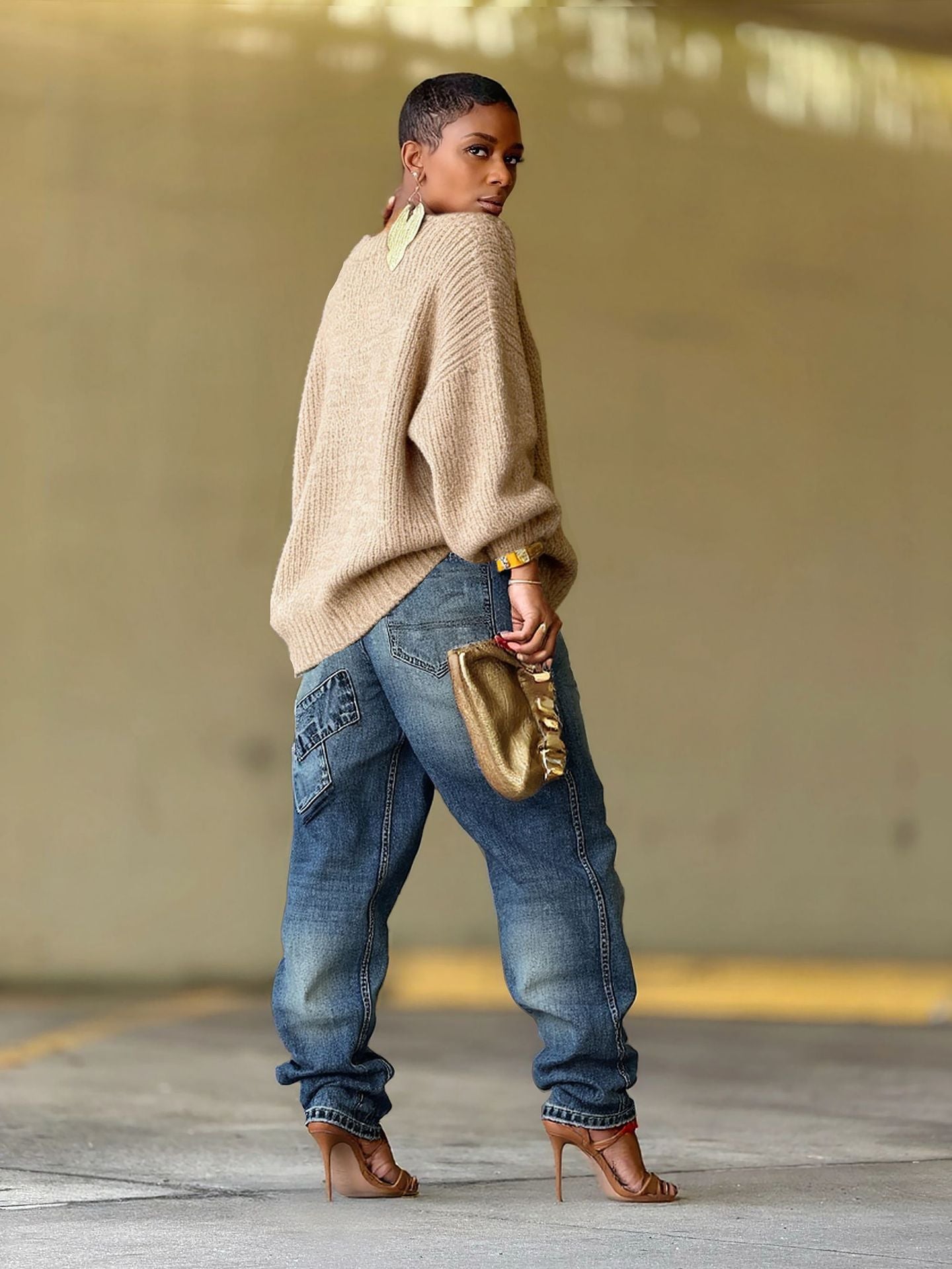 Distressed Patchwork Jeans im Street Style