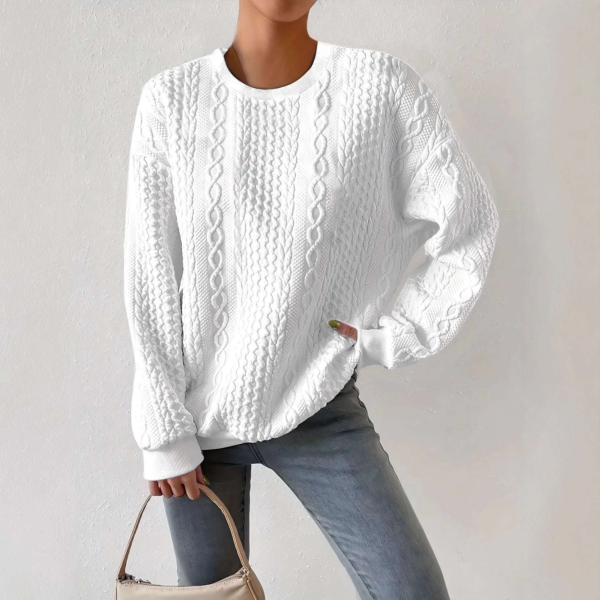 Lässiges Damen Sweatshirt mit Rundhals und langen Ärmeln