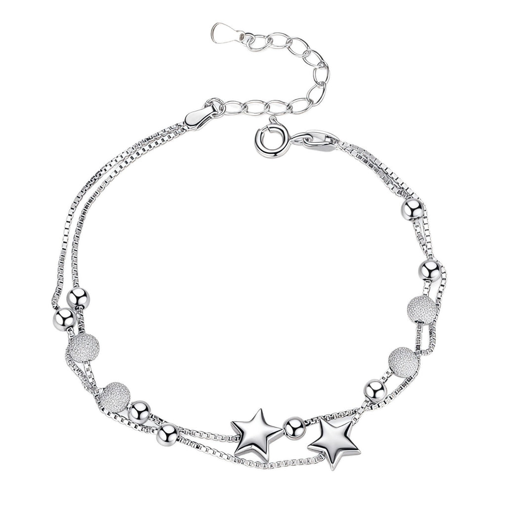 Doppellagiges Sternenarmband aus 925er Sterling Silber
