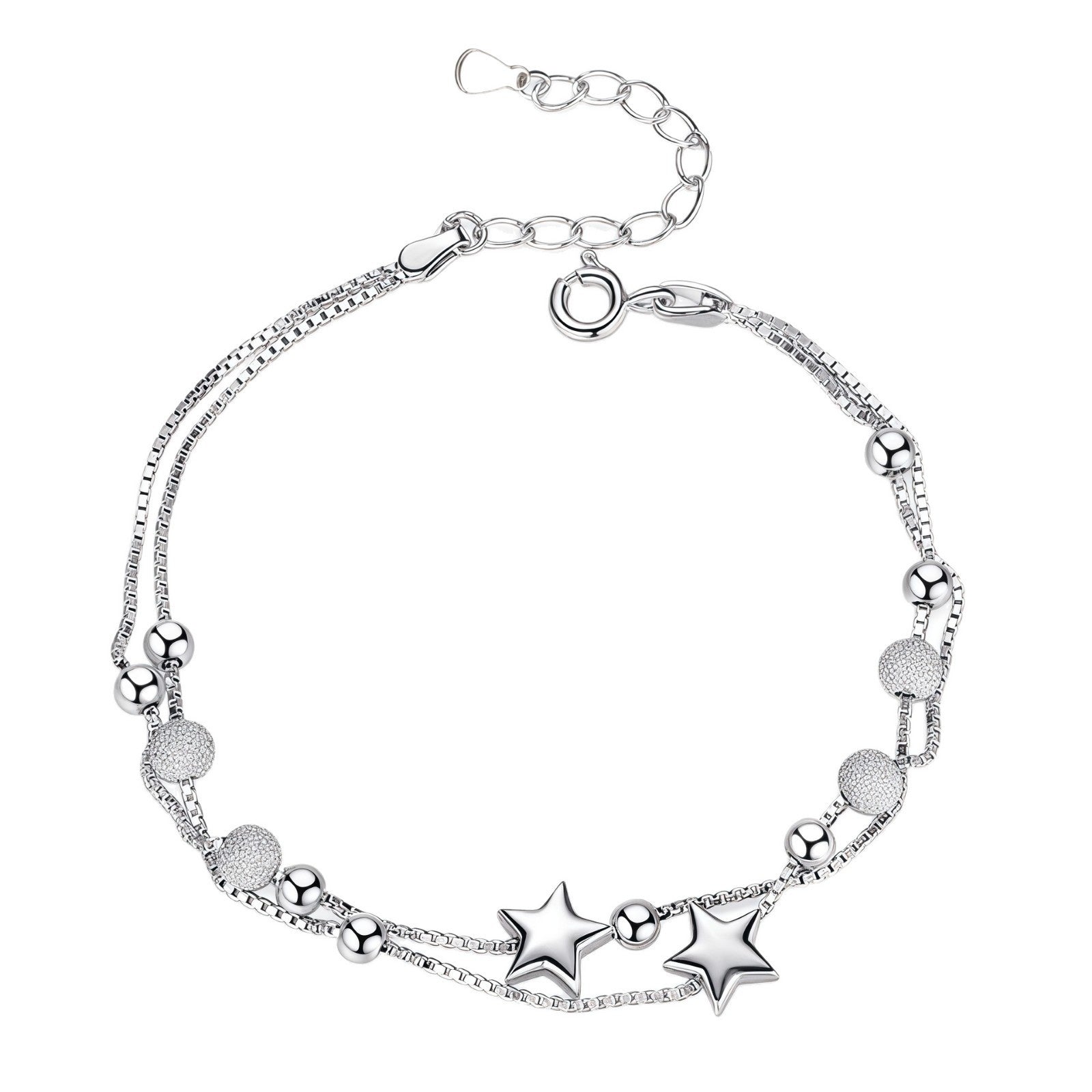 Doppellagiges Sternenarmband aus 925er Sterling Silber
