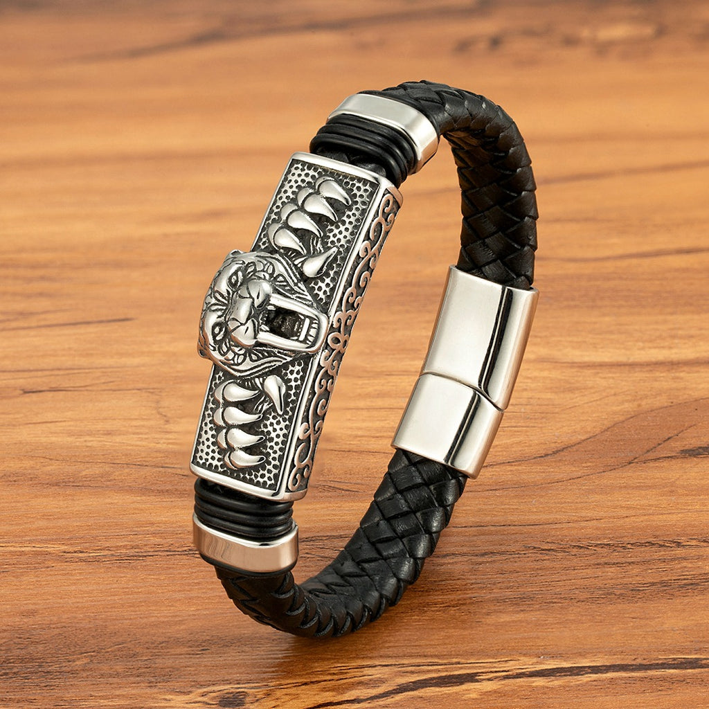 Herren-Armband aus Edelstahl und Leder – Bild 6 | LuxeStyle