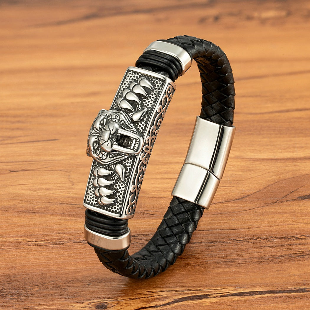 Herren-Armband aus Edelstahl und Leder – Bild 6 | LuxeStyle