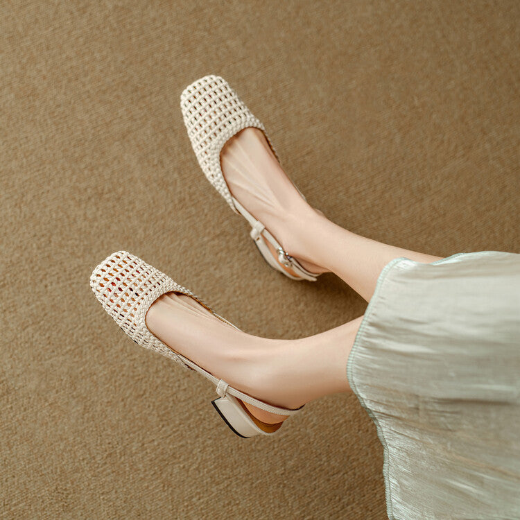 Geflochtene Sandalen mit Blockabsatz – Bild 7 | LuxeStyle