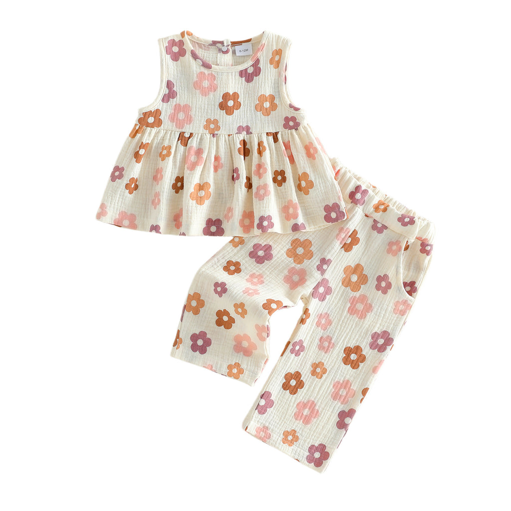 Ärmelloses Oberteil mit Blumenmuster und Hose | LuxeStyle
