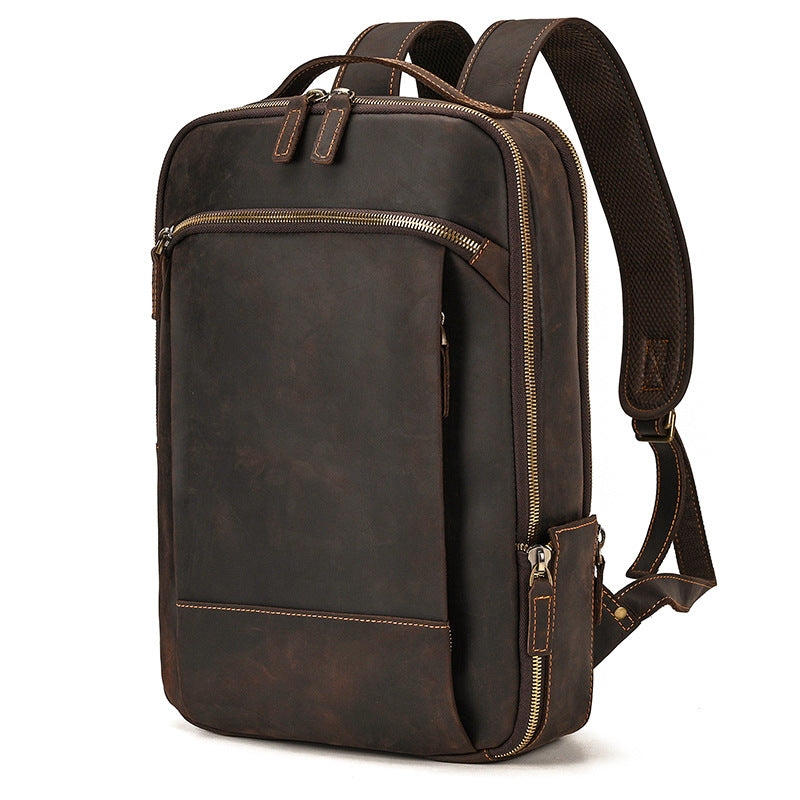 Lederrucksack mit Doppelreissverschluss