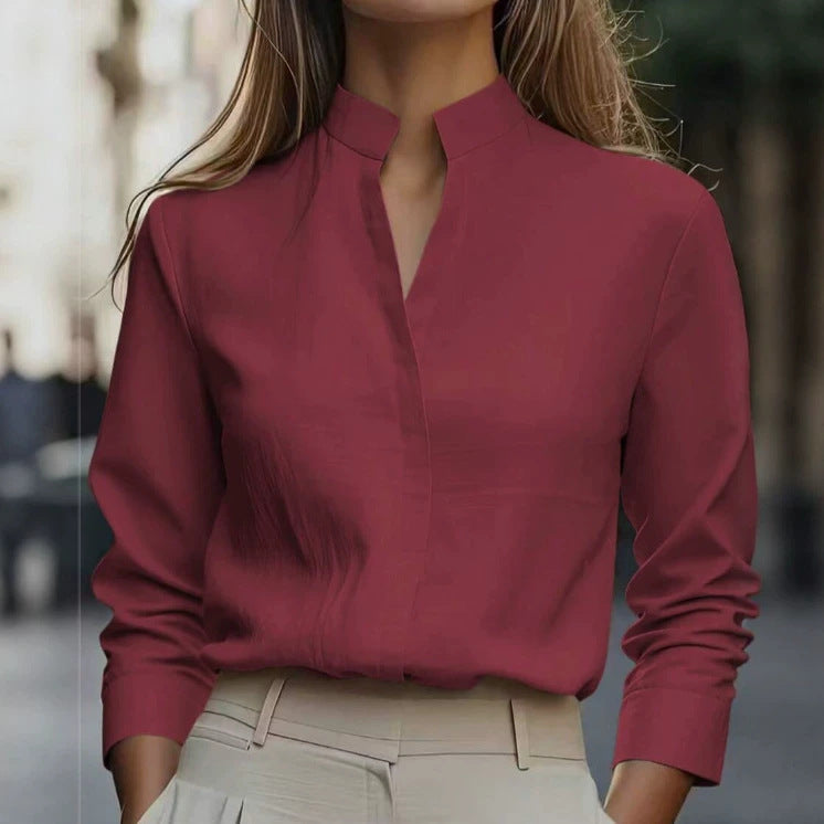 V-Ausschnitt Langarmshirt für Damen