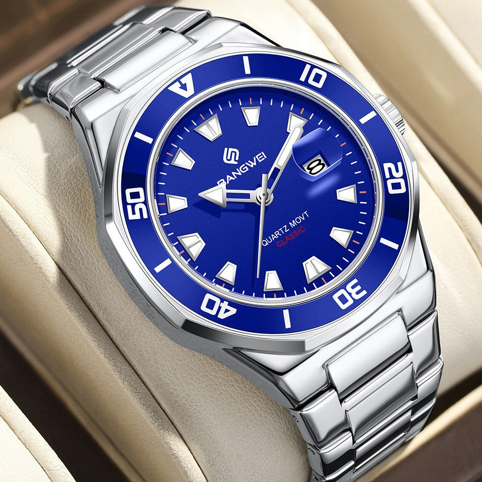 Herren-Quartz-Armbanduhr mit grossem Zifferblatt