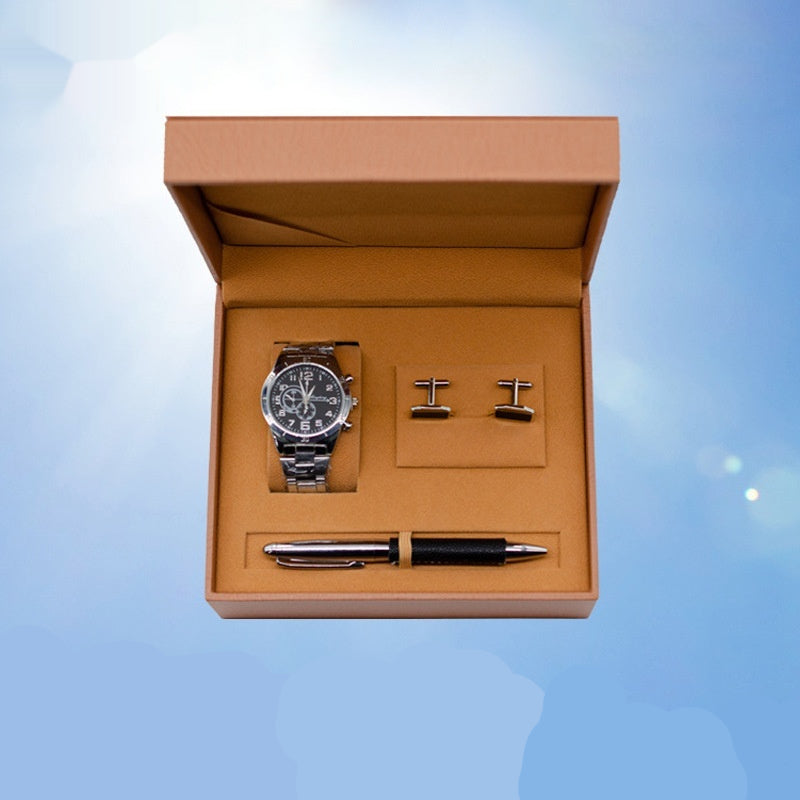 Business Quarz-Uhr Manschettenknöpfe Geschenkset