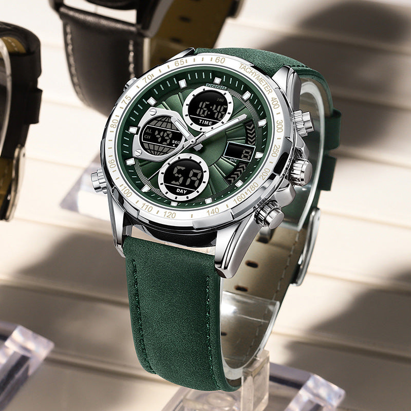 Herren Business-Armbanduhr, Leder, Leuchtzeiger