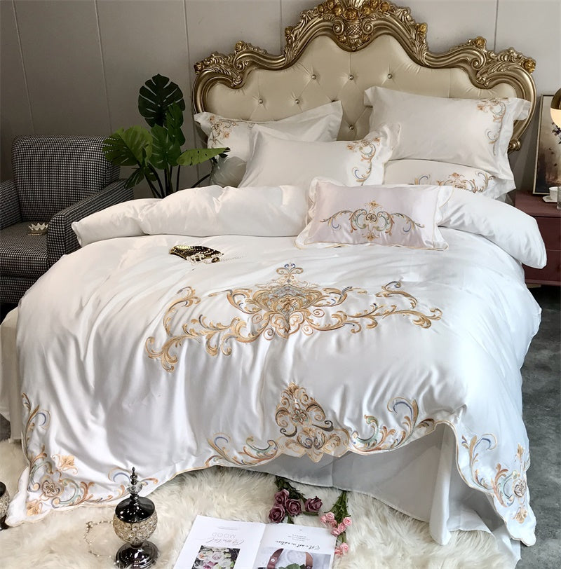 4-teiliges Hochzeitsbettwäsche-Set mit Stickerei | LuxeStyle