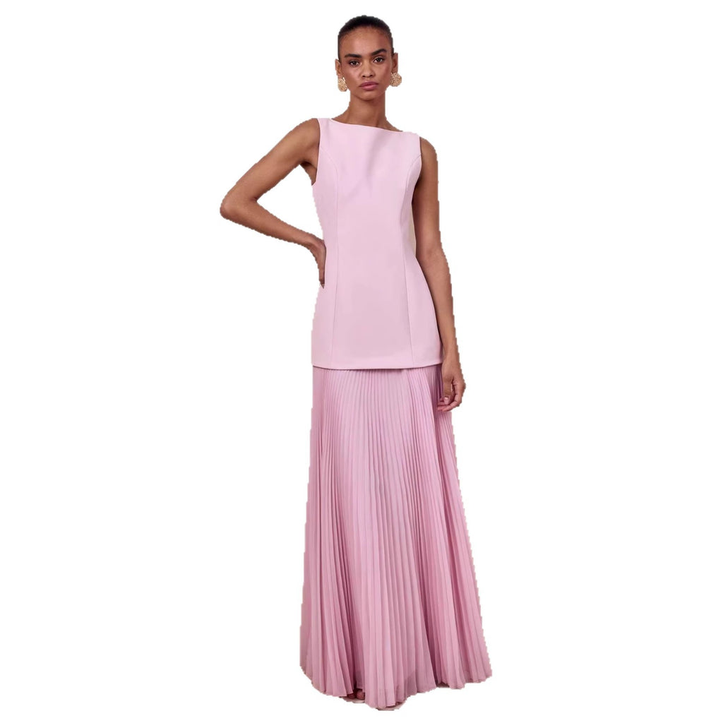 Elegantes ärmelloses Plissee Maxi-Kleid – Bild 8 | LuxeStyle
