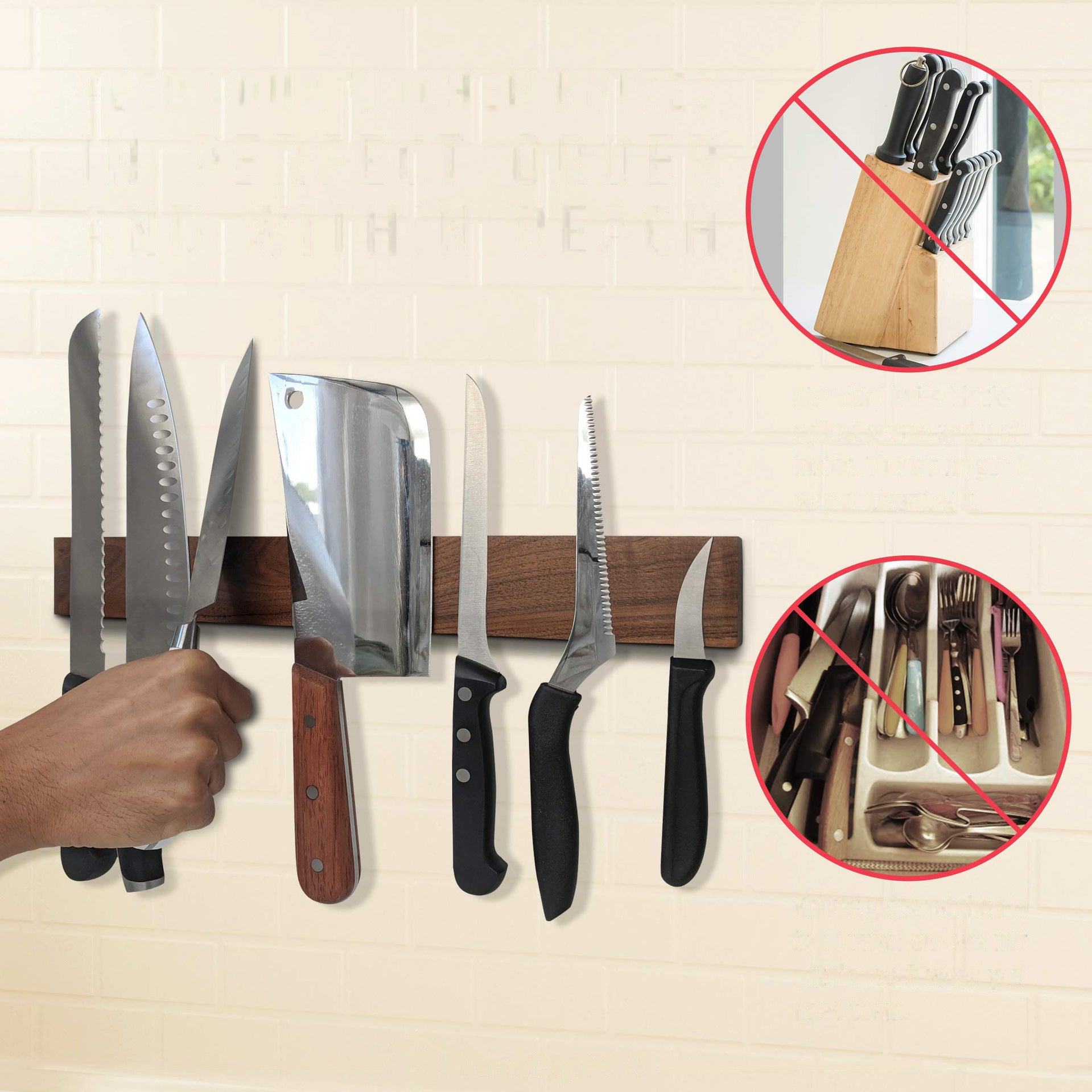 Magnetischer Messerhalter aus Massivholz – Ansicht 5