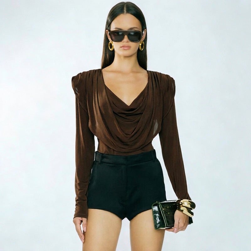 Damen-Bluse mit Wasserfallausschnitt – Bild 4 | LuxeStyle