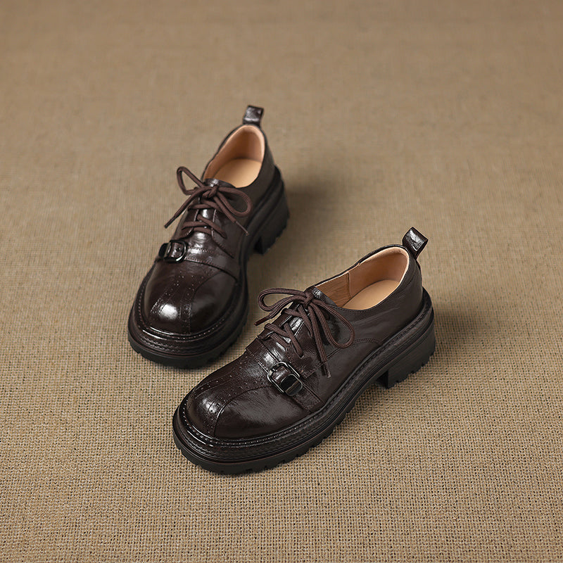 Damen Plateau Oxford aus Lammleder