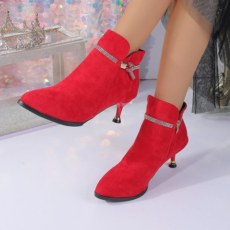 Spitze Stiletto-Booties mit Fleece-Futter