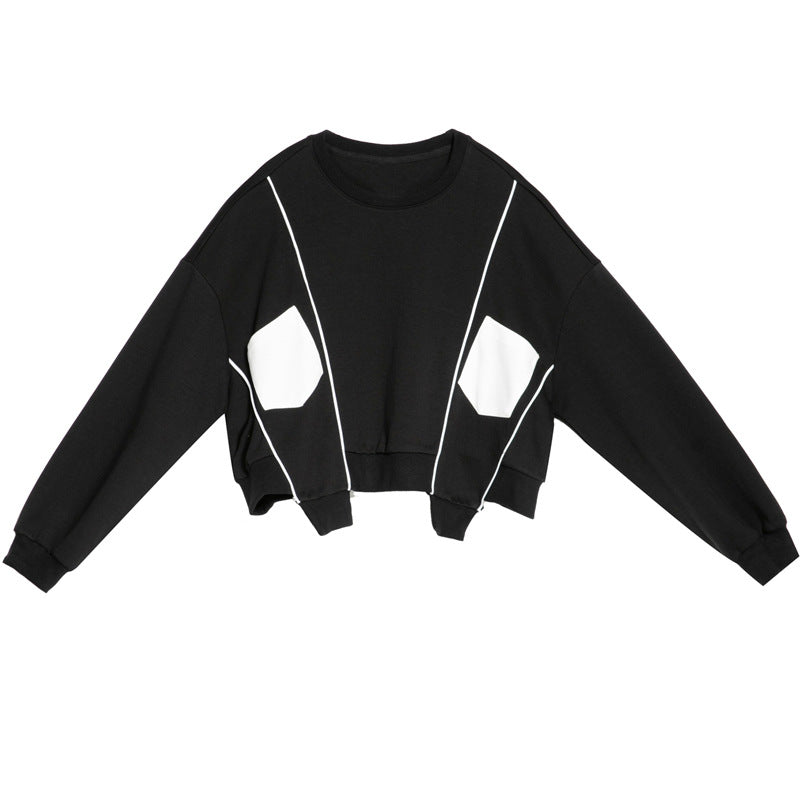 Patchwork Hoodie Pullover für Damen