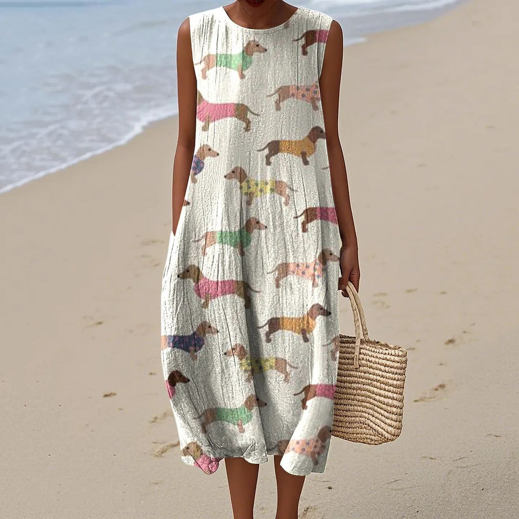 Ärmelloses Midikleid mit 3D-Print – Bild 9 | LuxeStyle