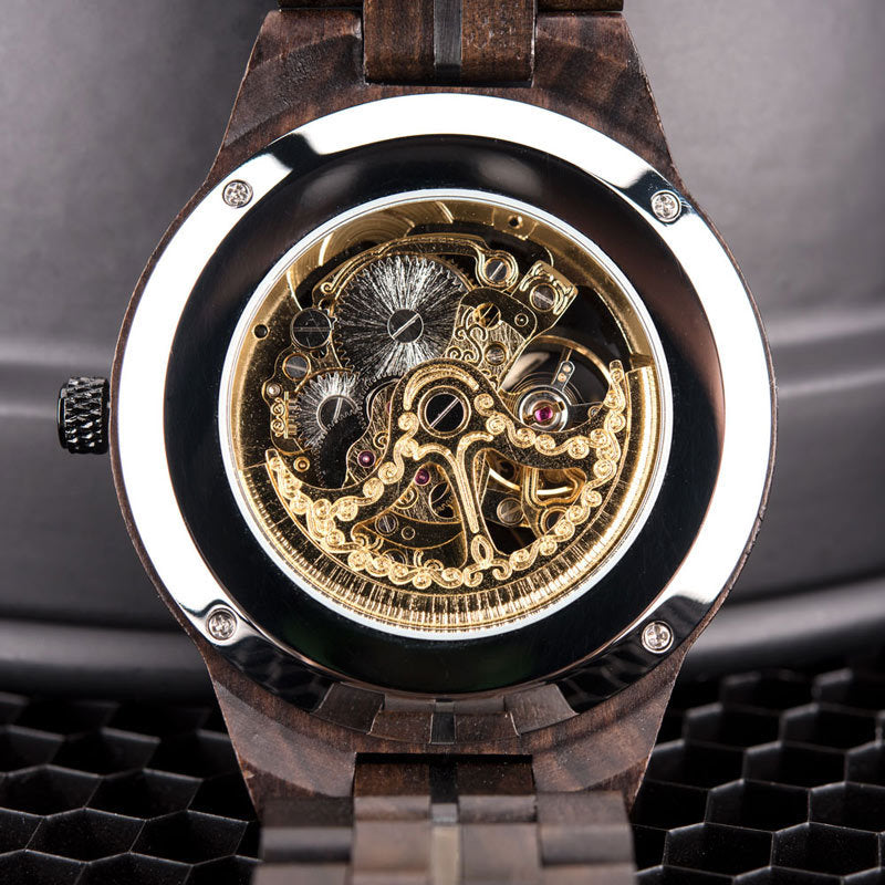 Mechanische Holz‑Uhr mit Lumen‑ und Chronographen – Bild 3 | LuxeStyle