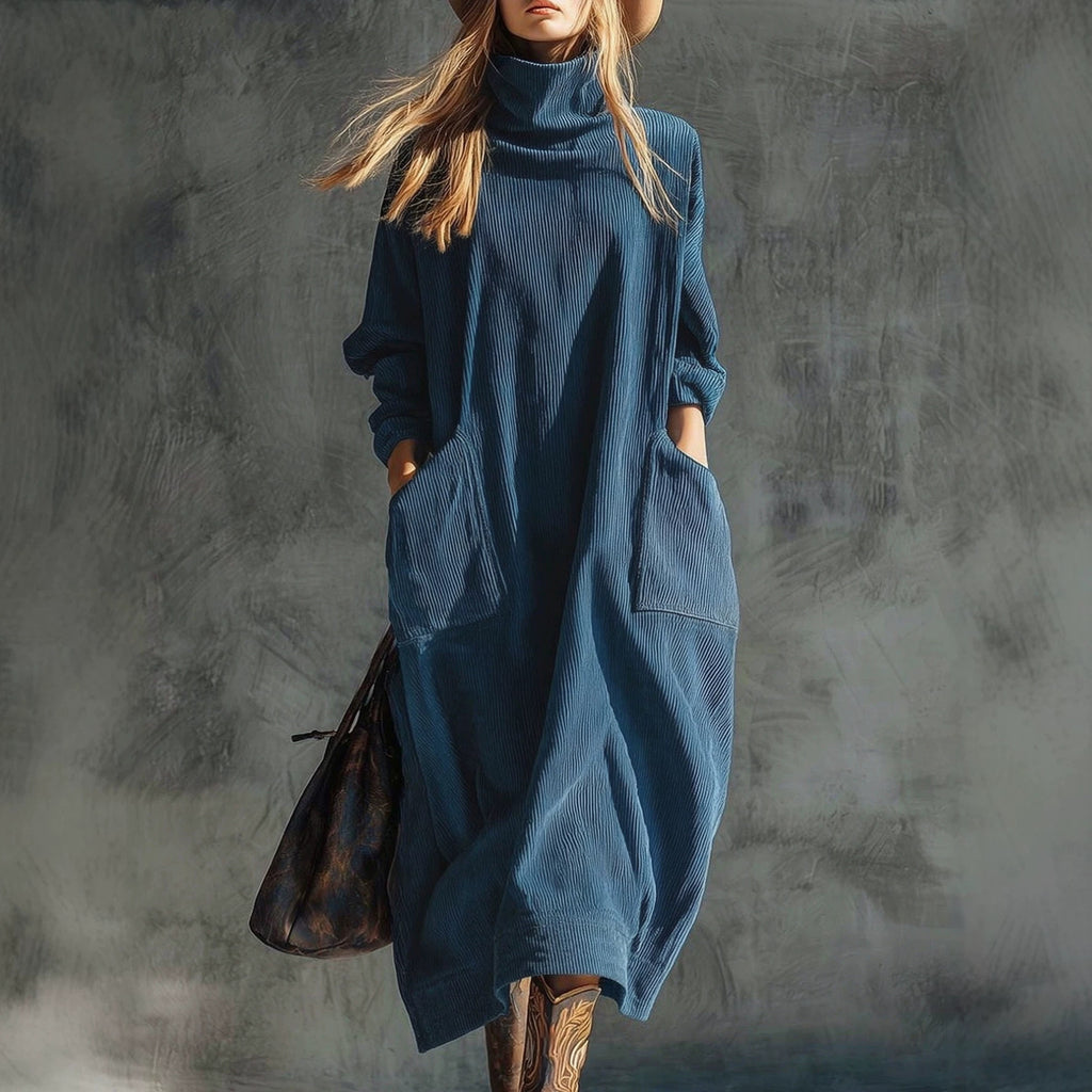 Kord-Kleid mit A-Linie und Taschen – Bild 4 | LuxeStyle