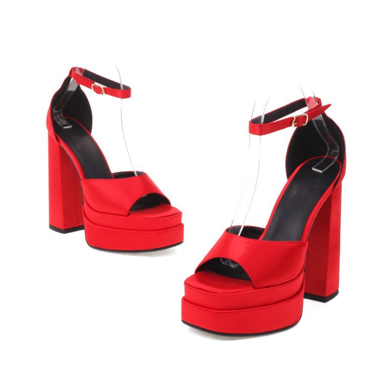 Chunky High Heel Sandalen aus Seide – Bild 3 | LuxeStyle