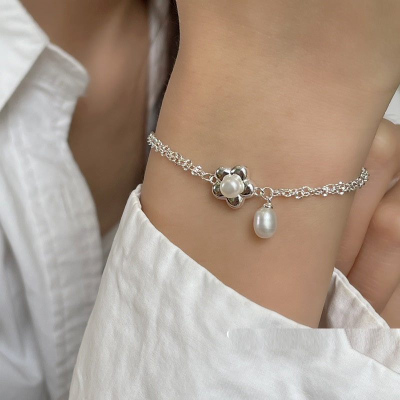 S925 Sterling Silber Perlenblumen Armband – Bild 2 | LuxeStyle