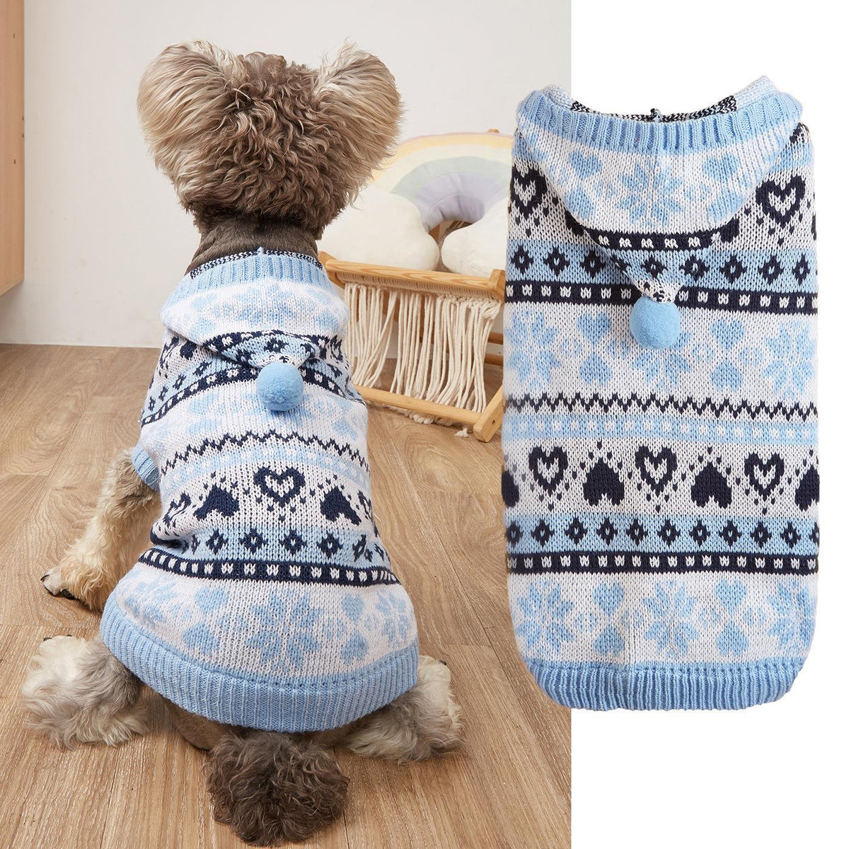 Hundepullover gestrickt mit Schneeflockenmuster – Bild 7 | LuxeStyle