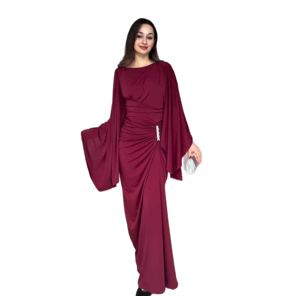 Elegantes Plissée-Kleid mit ausgestellten Ärmeln