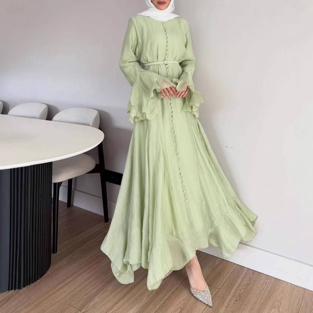 Damen A-Linien Kleid mit ausgestellten Ärmeln