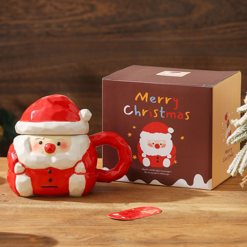 Keramische Tasse mit Weihnachtsmann‑Deckel | LuxeStyle