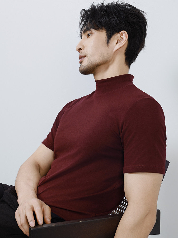 Herren Kurzarm-Basisschicht-Shirt Einfarbig, Slim Fit