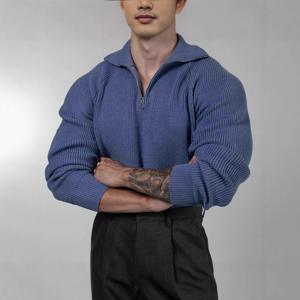 Herren Hoodie Pullover mit halbem Reissverschluss