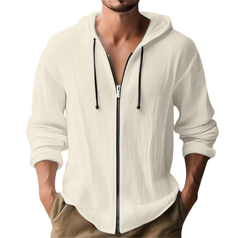 Langer Herren-Pullover mit Kapuze und Digitaldruck