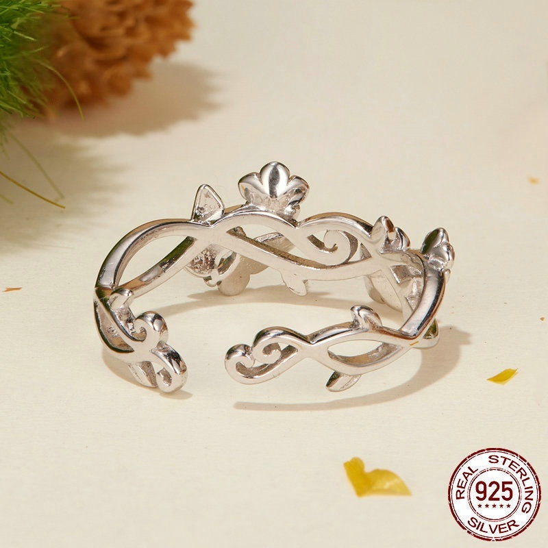 Offener Ring Kirschblüte & Schmetterling 925 Silber – Bild 1 | LuxeStyle