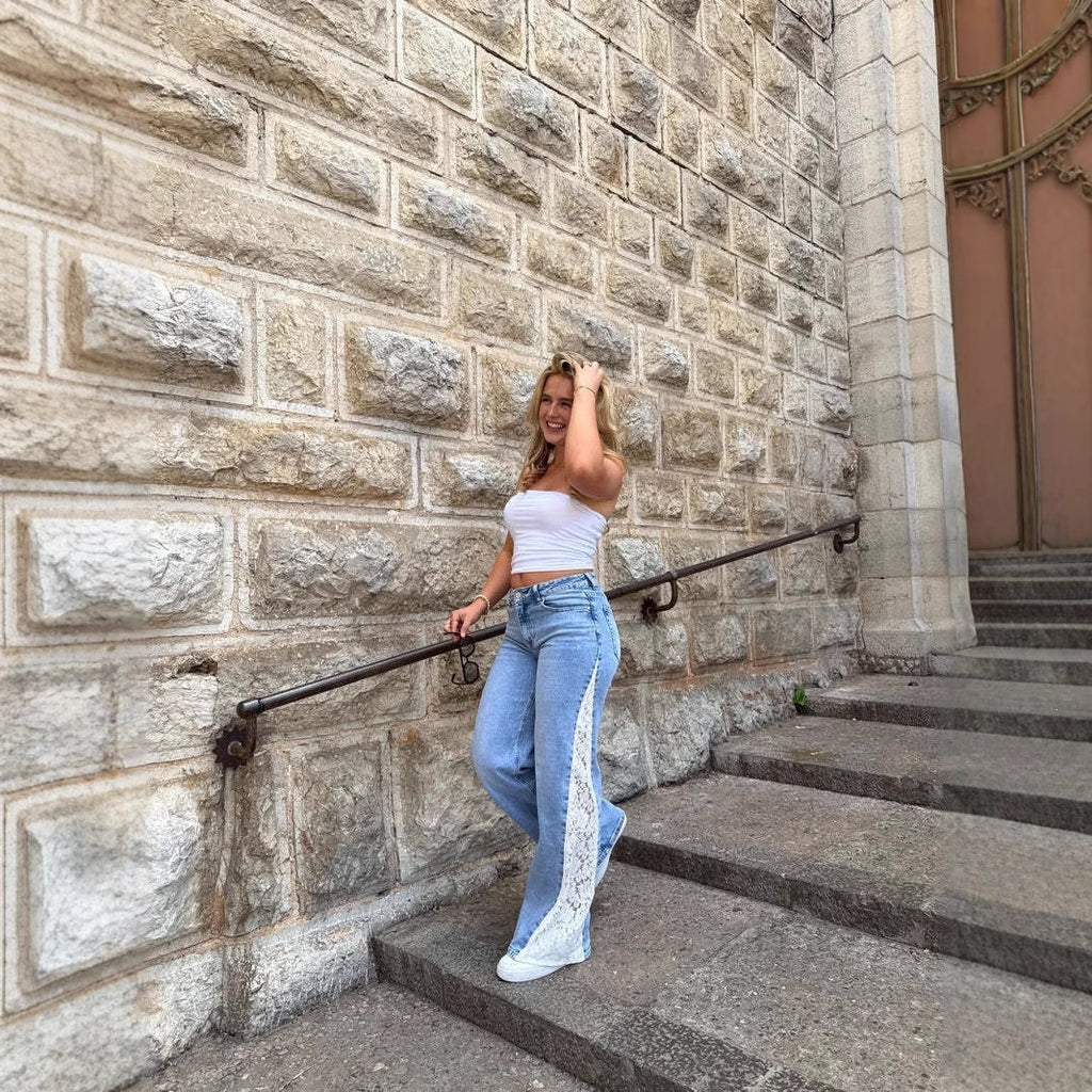 Stretch-Jeans mit Spitze und geradem Bein – Bild 3 | LuxeStyle