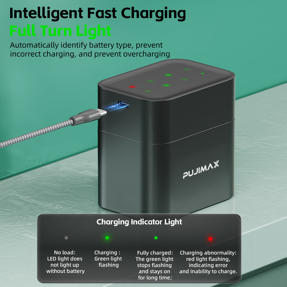 Smart AA Ladegerät mit 8 Lithium-Akkus