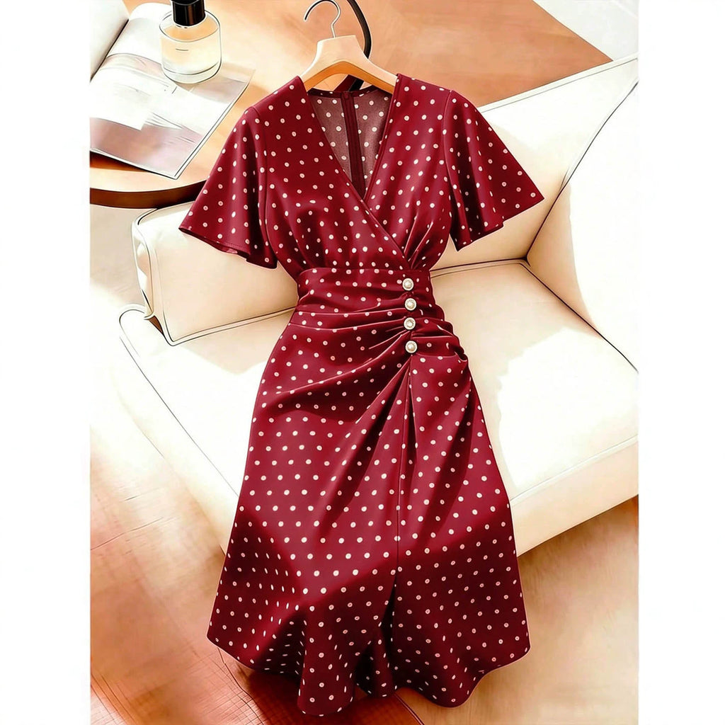 Gepunktetes Plus-Size Kleid im Loose Fit